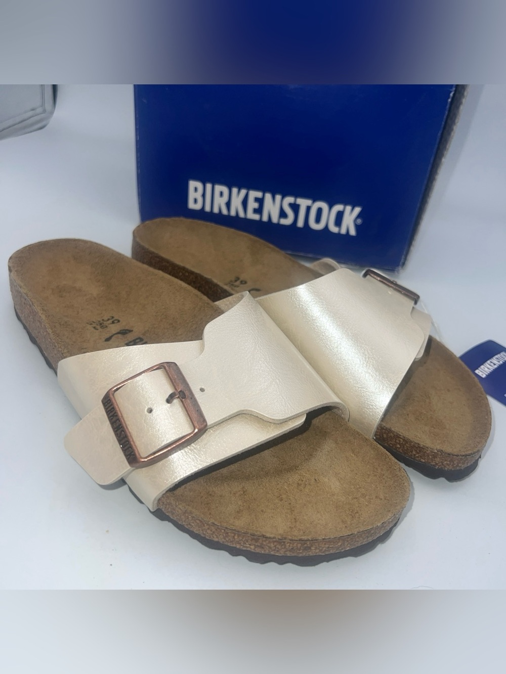 Birkenstock Catalina Luxe Buckle Women's Graceful Pearl White Sandal NWB EU39